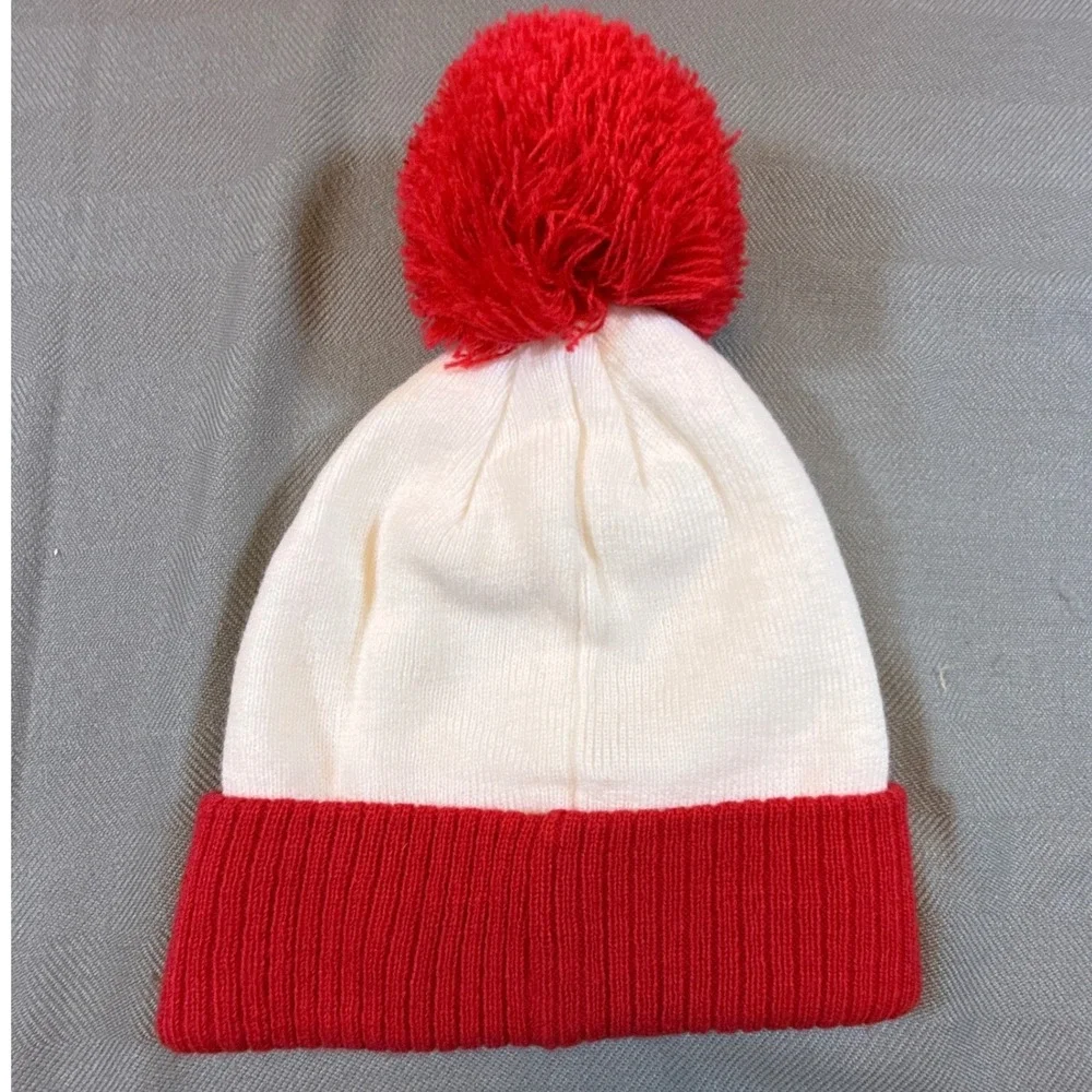 Wheres Waldo Red White Striped Knit Beanie Pom Pom Hat Costume Accessory 2262